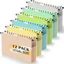 SHUTEX Extra Capacity Plastic Hanging File Folders,12 Pack Reinforced Expanding Hang Folder Legal Size,Accordian Pocket,Heavy Duty 2 Inch Expansion,Hanging Folder Organizer for Office Home, Pastel