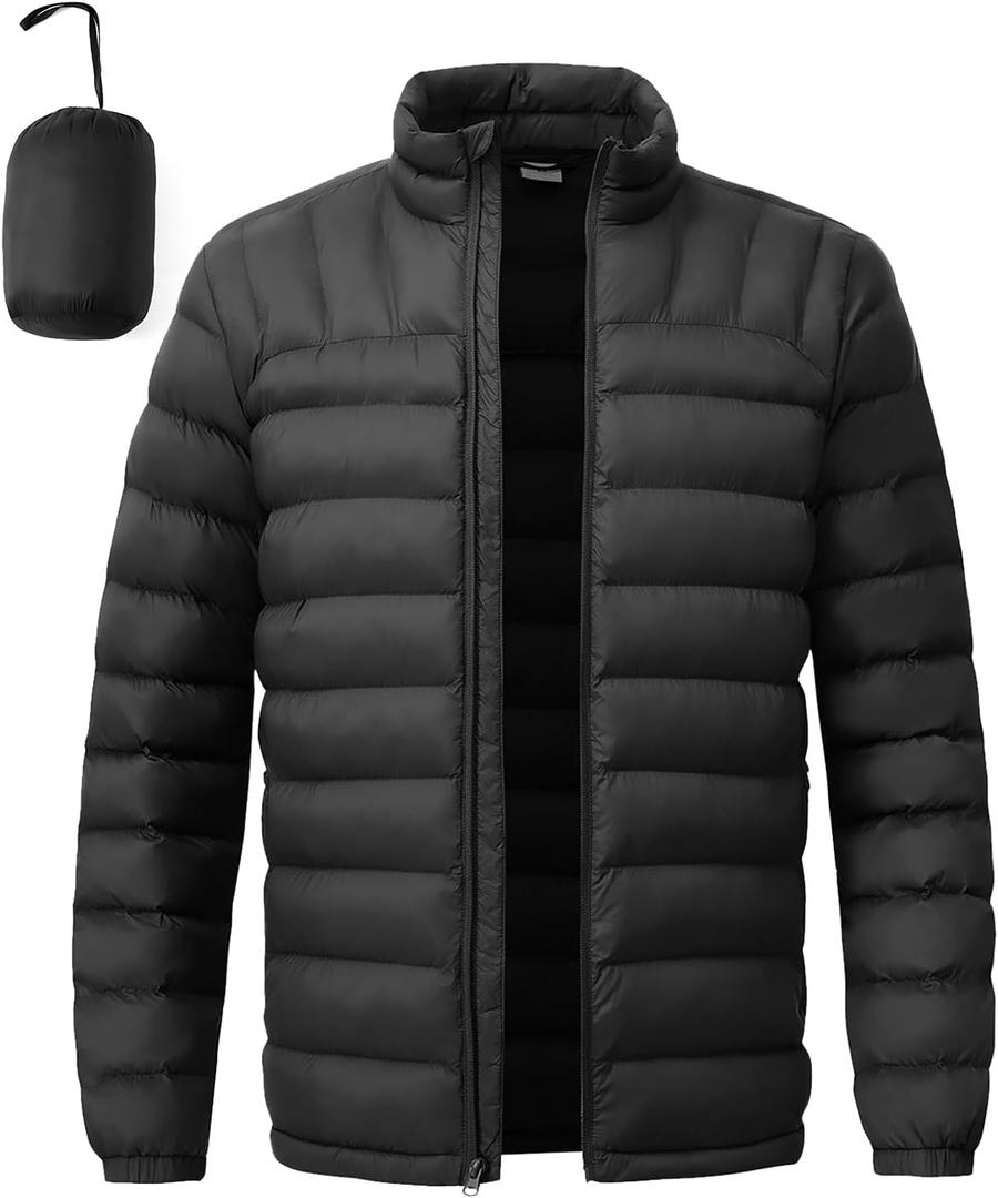 BGOWATU Men's Lightweight Packable Puffer Jacket Warm Winter Jacket for Men Down Alternative Puffy Coat, US M