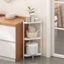 Wisuce Corner Shelf Stand - 3 Tier Bamboo Small Corner Bookshelf for Office Kitchen Bedroom Plant Stand Living Room Decor Small Space (White)