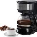 5 Cup Coffee Maker, Compact Small Coffee Machine for 1-2 People, 0.75L Glass Carafe, 2-Hour Auto Shut-Off, 650W Fast Brew, Space Saving for Apartment, Dorm & Office (Silver and black)