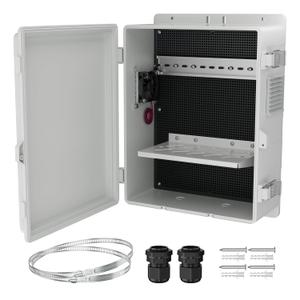 Joinfworld Vented Outdoor Electrical Box Waterproof Nema Enclosure 16x11x6 Plastic WiFi Box with Stainless Steel Buckle Fan Vented Dust Screen (Stainless Steel Latch15.7"x11"x5.9")