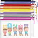 15PCS Mesh Zipper Pouch Bags File Storage Bags, A4 11x9 Inches Reusable Clear Zipper Pouches for Travel and Classroom Board Game Organization