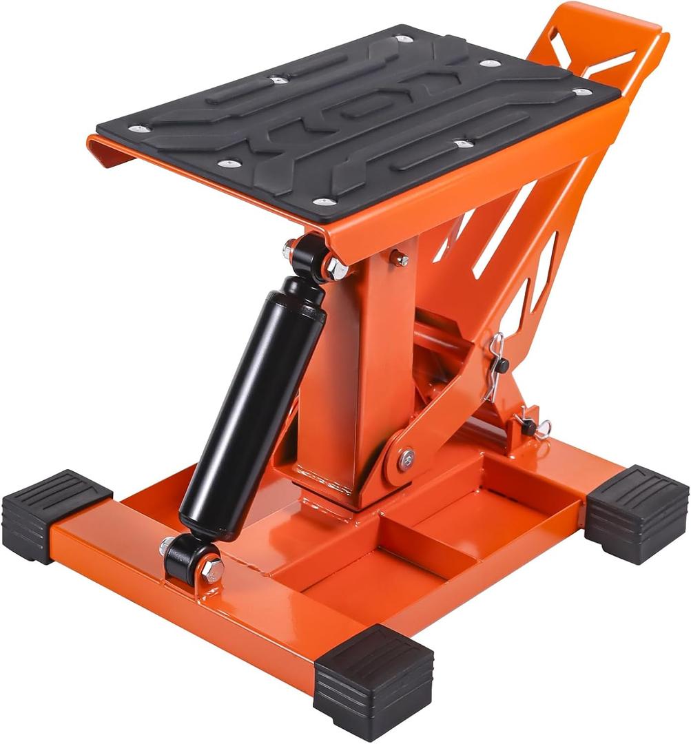 Adjustable Dirt Bike Stand with with Tool Trays 1000LBS Capacity Hydraulic Lift Motorcycle Jack Stand Powersports Stand for Dirtbike, ATV, Motorcycle -Hoist Table for Dirt Pit Bike Repair, Maintenance