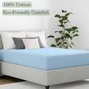 Full Size Fitted Sheet Only Light Blue, 100% Egyptian Cotton 600 Thread Count, 16" Deep Pocket Cotton Fitted Sheet (1 Piece Bottom Sheet Only)