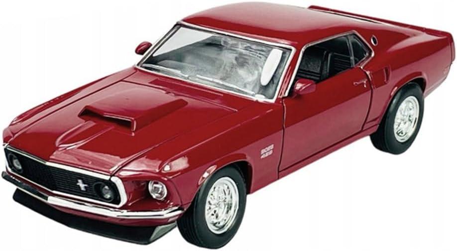 Diecast Model Car Compatible with Welly 1:24 Scale 1969 Ford Mustang Boss 429 Red 24067W-RD