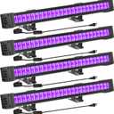 4-Pack LED Black Light Bar, Blacklight Bar with IP65 Waterproof, Glow-in-The-Dark Party Lights for Indoor/Outdoor Stage Lighting, Halloween, and Body Paint