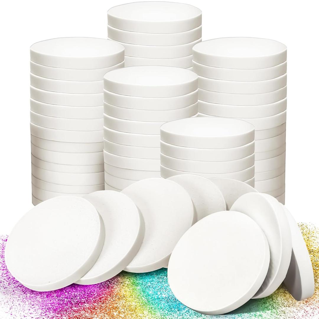 MotBach 60 PCS White Round Makeup Sponge, Cosmetic Sponge Round Foam Pad Eye Facial Powder Puff, Beauty Makeup Foundation Powder Blender for Women Lady All Skin Types Wet and Dry Dual Use (1 Count (Pack of 60))