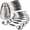 Measuring Cups and Spoons Set Stainless Steel Includes 8 Heavy Duty Measuring Cups 8 Double Sided Magnetic Measuring Spoons and 1 Leveler for Dry and Liquid Ingredients