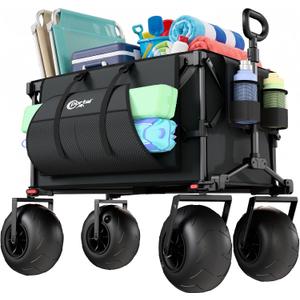 PORTAL Beach Wagon, 9" Balloon Wheels, 330 lbs Collapsible Camping Outdoor
