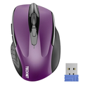 TECKNET Wireless Mouse, 2.4G Ergonomic Optical Mouse, Computer Mouse for Laptop, PC, Computer, Chromebook, Notebook, 6 Buttons, 24 Months Battery Life, 2600 DPI, 5 Adjustment Levels - Purple