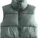 Quilted vest women's short zip sleeveless jacket quilted vest women lightweight vests stand-up collar crop vest winter vest buffer vest warm transition vest outdoor down vest elegant tops, Large
