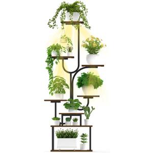Indoor Plant Stand with Grow Light, 8-Tier U-Shaped Space-Saving Corner Plant Stand, Multi-Size Metal Plant Rack for Home and Balcony Decor