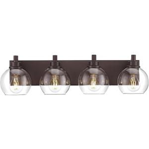 Bathroom Light Fixtures Over Mirror, 4-Light Oil Rubbed Bronze Bathroom Vanity Light with Globe Clear Glass Shade, 26 Inch Modern Sconces Wall Lighting, VL195-ORB-4