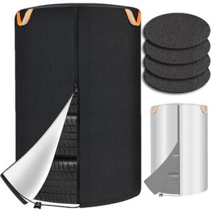 Tire Cover for Storage, Dual-Sided Use, 420D Waterproof Tire Storage Bag with 4 Felt Pads, Waterproof Zipper, Reflective Handles, UV Protection, Dirt-Resistant for Indoor & Outdoor Use S (S(25.6*35.4in))