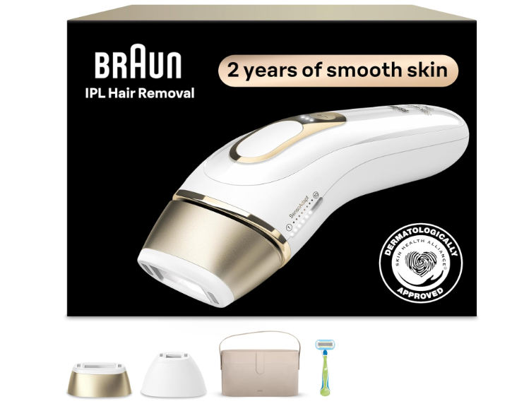 Braun IPL, Silk·Expert Pro 5, IPL Hair Removal for Women and Men, Permanent Laser Hair Reduction At-Home, 2 Heads, Pouch, Venus Razor, IPL5157