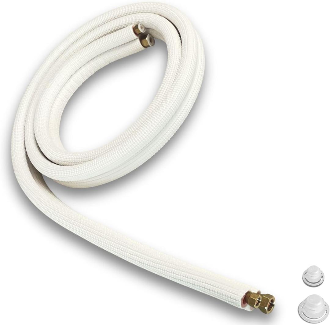 Cloud Fire 10 Ft Aluminum HVAC Line Set 1/4 & 3/8 Inch for Mini Split AC, Flexible High-Pressure Pipes with Fittings, Compatible 9000-12000 BTU Systems