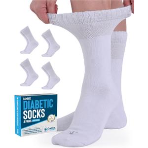 Doctor's Select Bamboo Viscose Diabetic Socks Women - 4 Pairs Crew Womens Diabetic Socks Size 6-9 (Large)