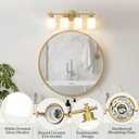 4-Light Brushed Gold Bathroom Vanity Light, Modern Vanity Lights, 23 Inch | 23'' Vanity Light Over Mirror with White Glass Shades, E26 Base Bathroom Wall Light Fixtures for Bathroom Hallway Living Room