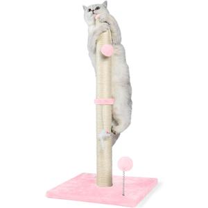 ANWA 32" Tall Cat Scratching Posts for Indoor Cats, 3-in-1 Cat Scratching Post with Plush Toys, Premium Sisal Post for Cats at All Ages with Reinforced Stable Base, Pink
