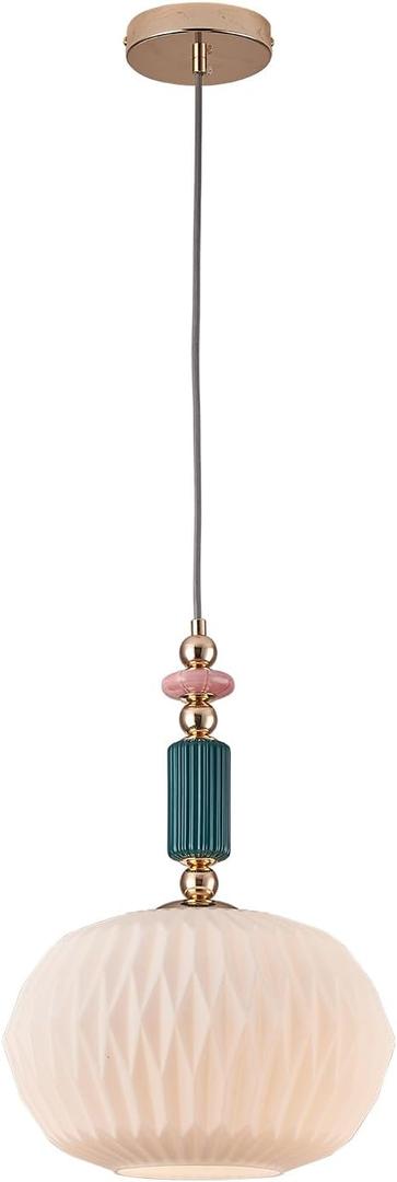 11.8 Inch Kitchen Pendant Light, Modern Milk White Glass Pendant Lamp, Hanging Lights for Island, Dining Room, Living Room, Bedroom