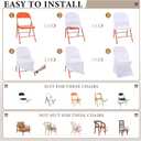 Newwiee 100 Pcs Spandex Chair Covers Bulk - Stretch Folding Flat Front Fitted Universal Chair Protector Pack Removable Washable for Wedding Party Dining Banquet Event (White)