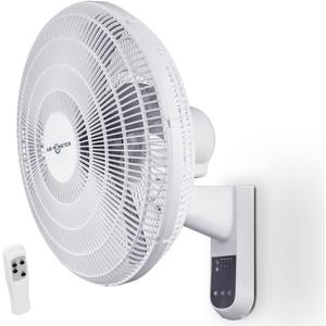 Air Monster 16 Inch Wall Mount Fan with Remote Control, Wall Mount Garage Fan, Oscillating, Plastic Grill, 70 Degree, 3 Speed, Timer, Adjustable Tilt, Fused Plug, ETL, White Color, Ventilador de Pared