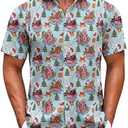 Christmas Shirts for Men Short Sleeve Santa Claus Ugly Funny Flamingo Christmas Shirts for Men Hawaiian Christmas Vacation Shirt
(Small)