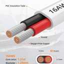 CONEPY 16 Gauge Marine Wire, 16/2 Duplex Marine Grade Cable, IP68 Waterproof/Oxygen-Free Tinned Copper Stranded PVC 16 AWG Wire for Boat, Automotive, RV, Solar, LED Strips (30FT)
