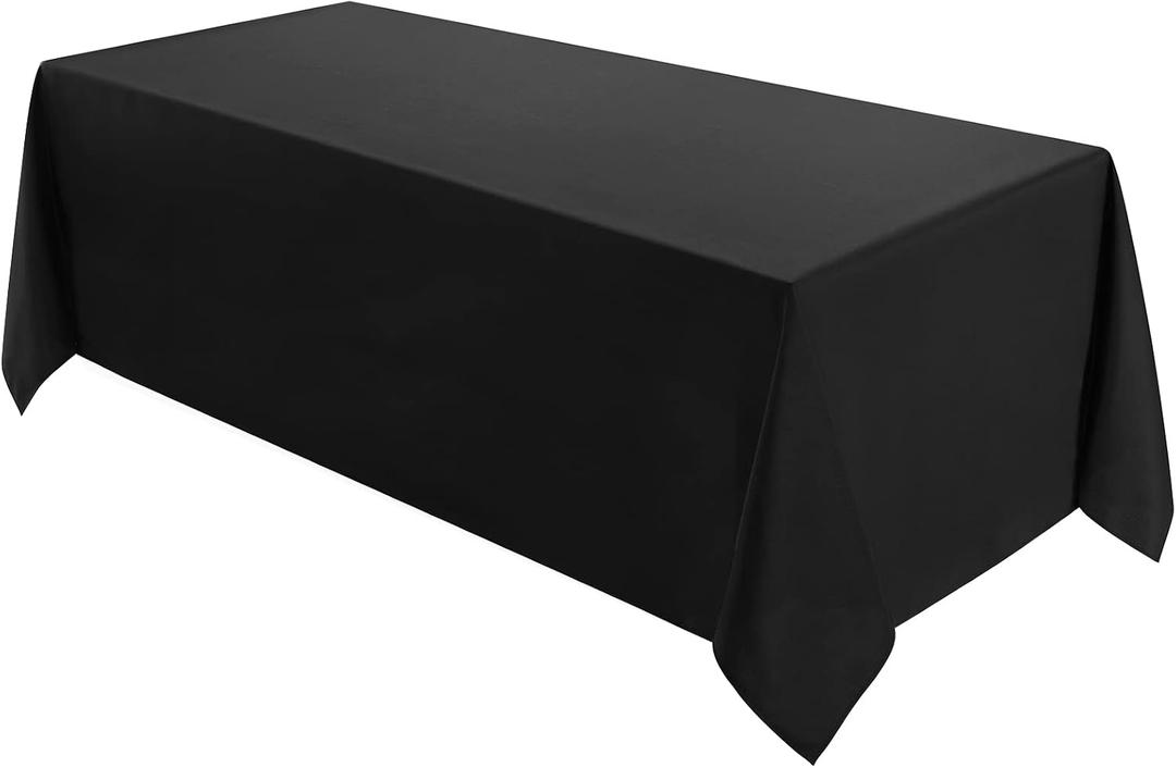 3 x VidaFete 1 Pack Tablecloth 90 * 132inch Rectangle Table Cloth Polyester, Stain Wrinkle Resistant Polyester Dining Table Cover for Kitchen Dinning Party Wedding Tabletop Buffet Decoration(Black)