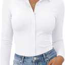 siliteelon Plus Size Button Down Shirts for Women Dress Shirt Stretch Long Sleeve Collared Shirt Work Office Blouse Top White, 5X