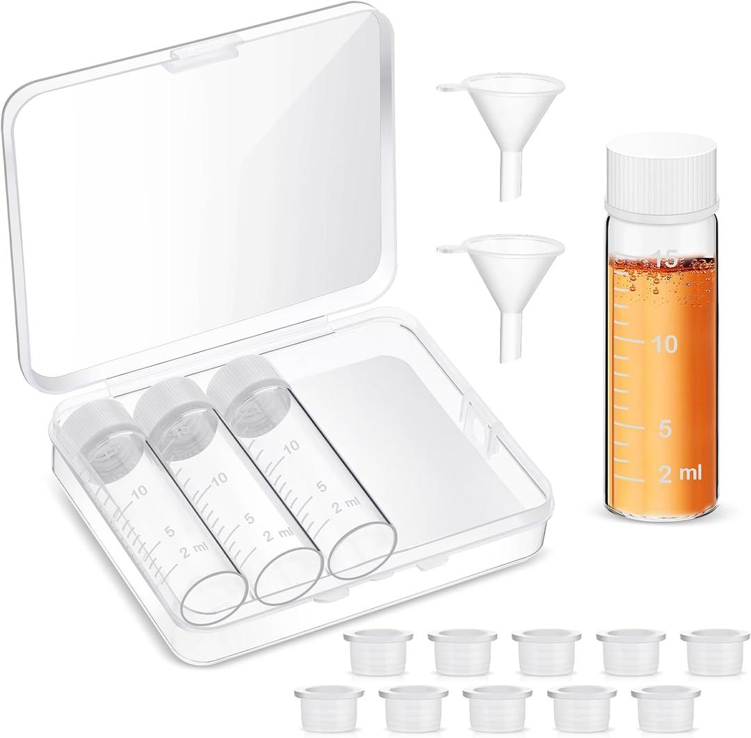 Baderke 4 Pcs Liquid Medicine Travel Container Scale Glass Liquid Containers Small Single Dose Medicine Bottles Dispenser and Leak-proof Plug Travel Essentials Accessories(Clear,15ml)