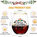 CHLJAR 20OZ Christmas Wine Glasses Cups Set, 6pack - Merry Christmas Designs with Gold Rim, Thoughtful Gift for Family & Friends, Ideal for Holiday Parties & Winter Celebrations