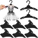 Soulchen 100 Pcs Doll Clothes Hangers for 18 Inch Dolls, Plastic Clothes Hangers with Non-Slip Clips, Space-Saving Wardrobe Accessories for Gown Dress Outfit (Black)