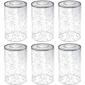 6-Pack Seeded Glass Lamp Shade Replacements, 5.9in Height, 3.9in Diameter, 1.7in Fitter, Cylinder Bubble Glass Shade Covers, Seeded Glass Globe for Light Fixtures Chandelier Wall Sconce