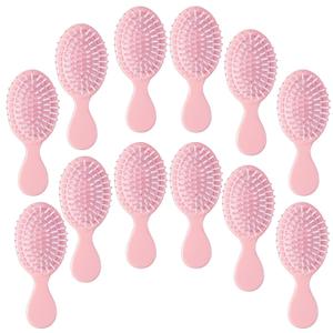 12 pcs Mini Hair Brush,Travel Detangling Brush with Exquisite Packaging Box,Mini Brush for Most Hair Types,Bridesmaid Party Christmas Stockings Filling Wet Hair Brushes (Pink)