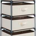 Juvale 4-Tier Dresser for Bedroom - 16.5 in L x 13 in W x 33 in H, Beige, Metal & Fabric - Freestanding Closet Organizer with Fabric Storage Drawers - Narrow Dresser & Cabinet with Drawers