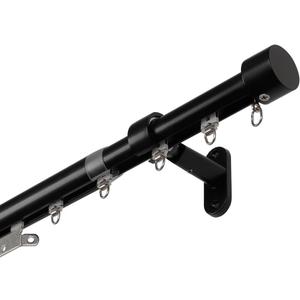 SOLOKOS Telescoping Curtain Rod  Adjustable Curtain Pole Track for Wall Mount, Heavy-Duty Aluminum, Extendable Length, No-Drill Installation (Black, 47-86")