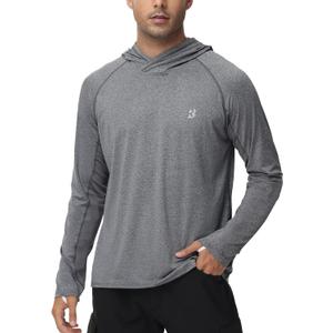 Roadbox Mens UPF 50+ Fishing Shirts, Long Sleeve UV Sun Hoodie, Hiking Running Swim Athletic Workout Shirt S