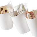 3 Pack Wall Toothbrush Holder for Bathroom Shower Organizer Hanging Cup Holder for Tooth Brush,Electric Toothbrush,Toothpaste,Razor,Makeup Brush,Pen,Adhesive Bucket Wall Organizer