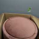 HomePop 18" Storage Round Ottoman - Blush Pink Velvet, 17.5"D x 17.5"W x 18"H