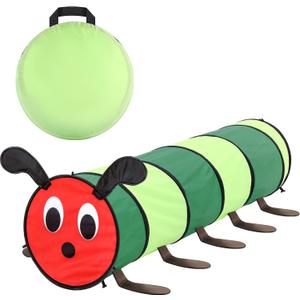 Soulchen Caterpillar Shaped Kids Play Tunnel 6-ft Colorful Pop Up Caterpillar Crawling Toy for Toddlers 1-3 Baby Crawling Tunnel Girl Boy Birthday Favor Gift for Infant Toddler Toys Dog Indoor Outdoor, 18.9 x 18.9 x 1.18 inches