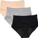Evella Incontinence Underwear for Women - Washable Leak Proof Underwear for Women 55+ - Reusable Protection Panties for Bladder Leaks - 3-Pack (Black, Beige, Grey) - Updated Design Large