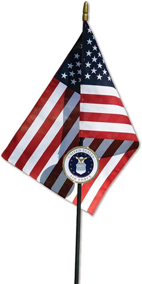 US Air Force Grave Veteran Marker with American Flag - 30" Tall Cemetery Graveside Memorial with Officially Licensed Military Seal - by Allied Flag