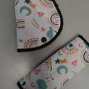 Kid's Seat Belt Cover Pad, Neck & Abdomen Cushion for Children- Soft and Breathable Straps Cover Support (Rainbow)