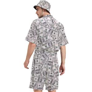 Male Hawaiian Rompers Personalized Graphic Printed Jumpsuit for Men with Bucket Hats