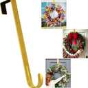 12" Metal Wreath Hanger for Front Door, Tools-Free Wreath Hanger Heavy Duty, Over-the-Door Hooks for Hanging Welcome Sign, Wreath Holder for Easter, Halloween, Fall, Christmas Decorations(Gold)