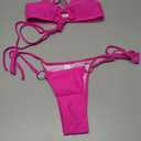 Womens Bikini Set Thong Halter String Bikini Cheeky Two Piece Swimsuit Adjustable Sexy Bathing Suit with Ring Size M