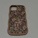 GVIEWIN Cute for iPhone 14 Case & iPhone 13 Case [Compatible with MagSafe] [Curly Wave Edge] Floral Translucent Magnetic Shockproof Protective Phone Cover for iPhone 14/13 6.1'', Bunchflower/Brown