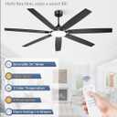 Fanbulous 72 Inch Large Ceiling Fans with Lights, Black Modern Ceiling Fan with Quiet DC Motor, 3CCT, Indoor/Outdoor Ceiling Fan with Dual Finish Reversible 7 Blades, Timer for Living Room, Patio