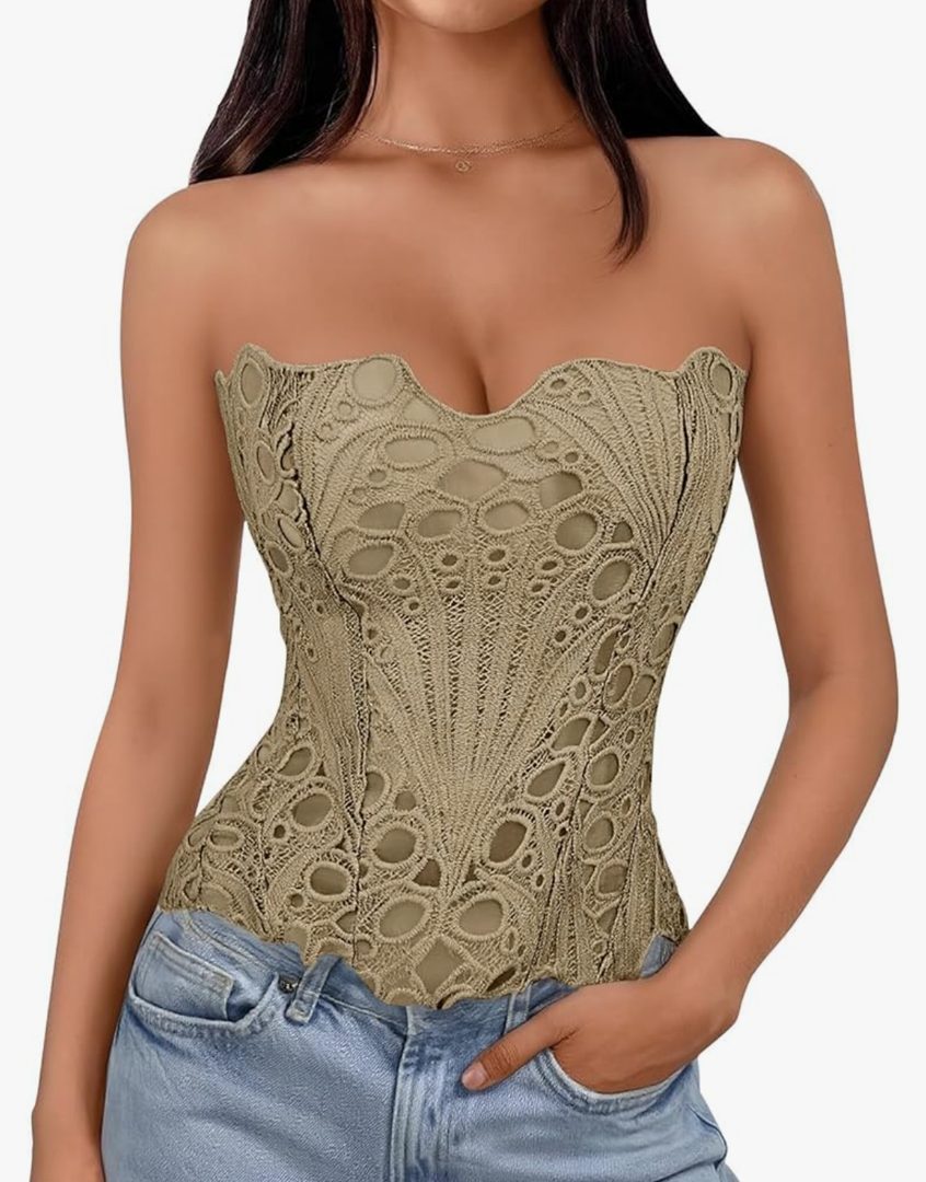 Retro Satin Corset Tops for Women Going Out Bustier Cute Bodice Tummy Control Bodysuit Shapewear S